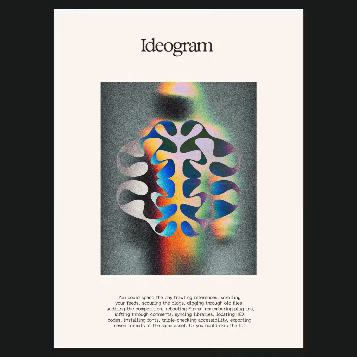 Ideogram brand identity by How&How — negative-space brain logomark in navy on cream