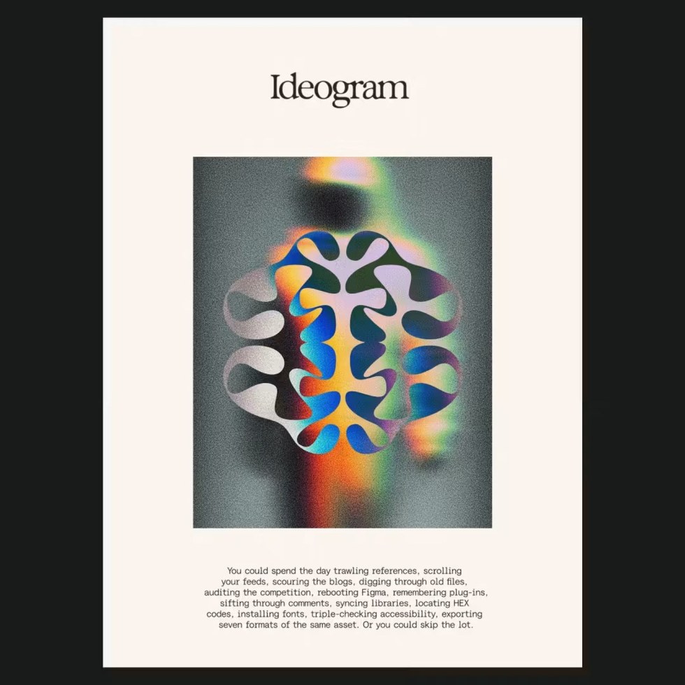Ideogram brand identity by How&How — negative-space brain logomark in navy on cream