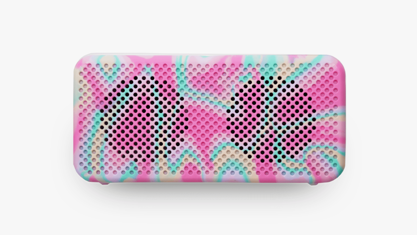 Colourful Gomi Bluetooth speakers and power banks made from recycled Barbie dolls and plastic-bag waste