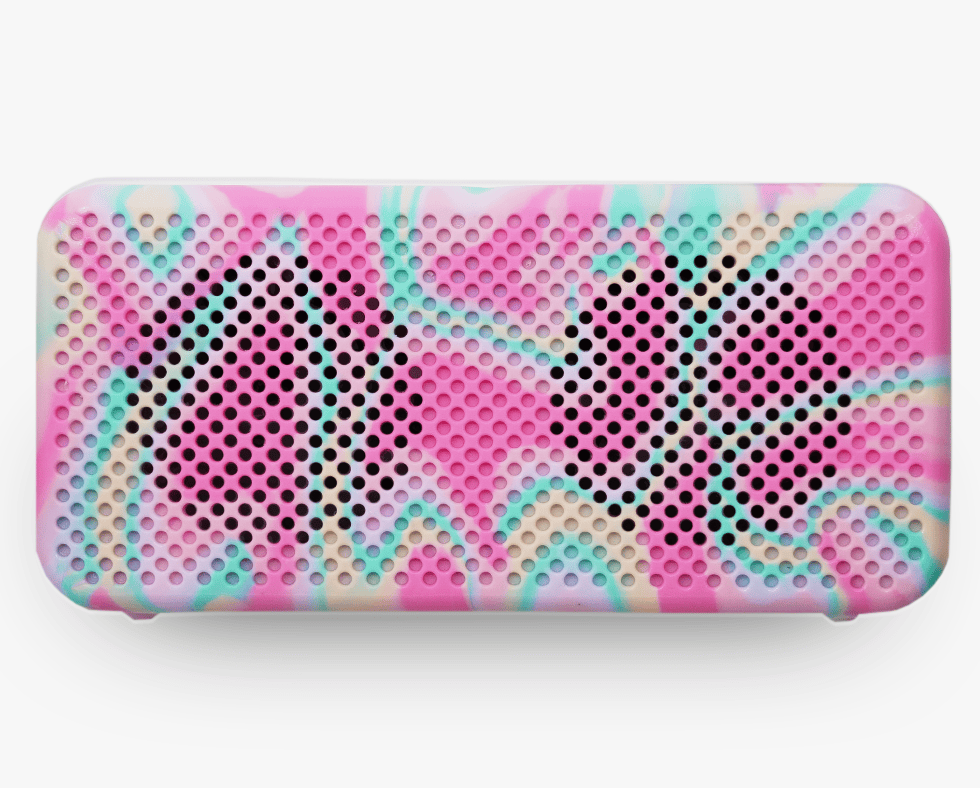 Colourful Gomi Bluetooth speakers and power banks made from recycled Barbie dolls and plastic-bag waste