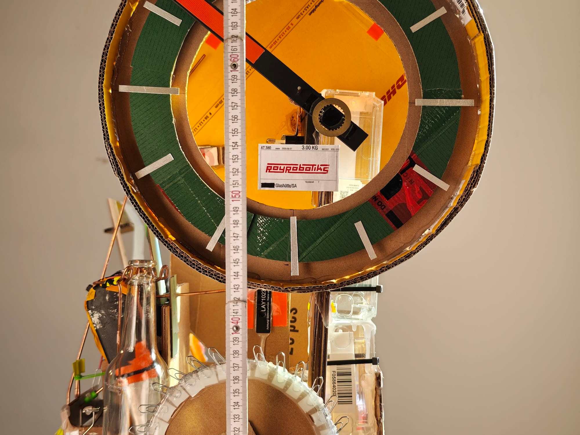 Niklas Roy's pendulum clock built from trash